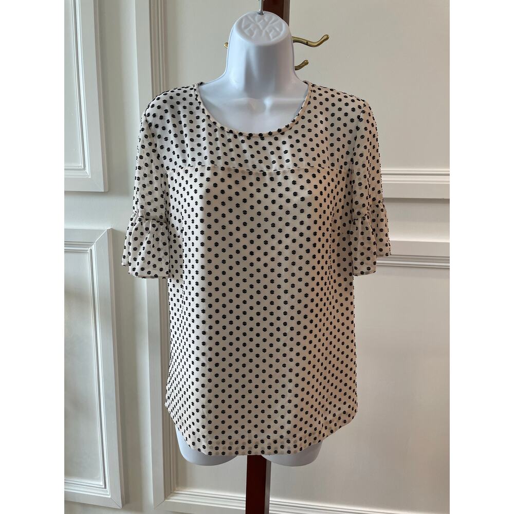 J.Crew Cream Top with Black Dot Print – Size M